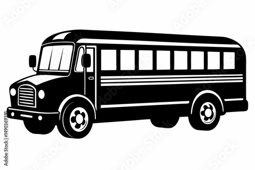 school bus icon silhouette line art vector illustration with a white background
