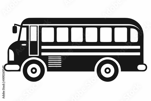 school bus icon silhouette line art vector illustration with a white background