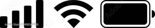 Minimalistic vector illustration of iPhone iOS notification bar battery and wifi signal icons