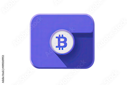 Purple square icon, Bitcoin symbol photo