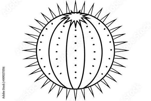 sea urchin silhouette line art vector illustration with a white background