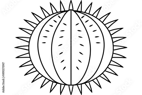 sea urchin silhouette line art vector illustration with a white background