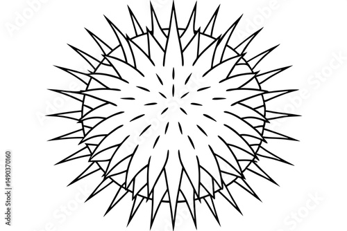 sea urchin silhouette line art vector illustration with a white background