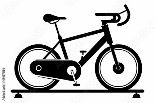 stationary bike silhouette line art vector illustration with a white background