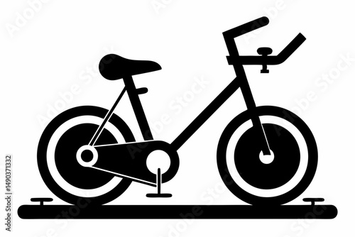 stationary bike silhouette line art vector illustration with a white background