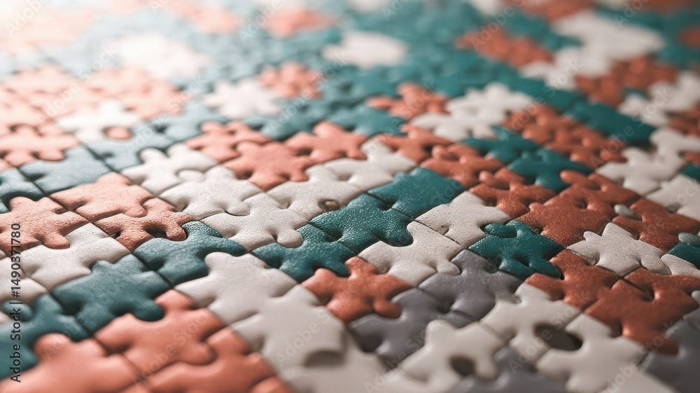 Obraz premium Close up view of a multicolored puzzle representing problem solving strategies