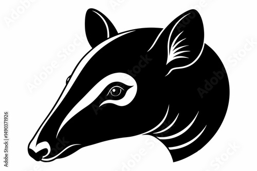 tapir head silhouette line art vector illustration with a white background