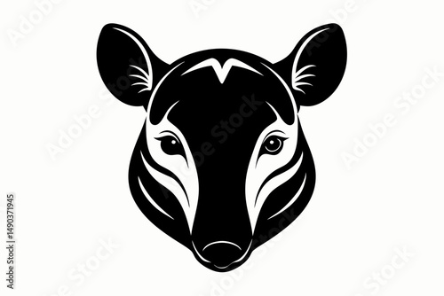 tapir head silhouette line art vector illustration with a white background