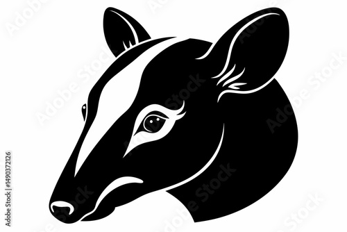 tapir head silhouette line art vector illustration with a white background