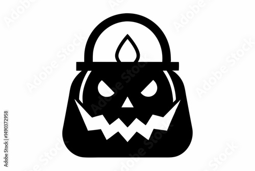 trick or treat bag icon silhouette line art vector illustration with a white background