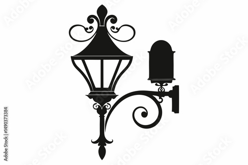 wall sconce silhouette line art vector illustration with a white background
