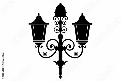 wall sconce silhouette line art vector illustration with a white background