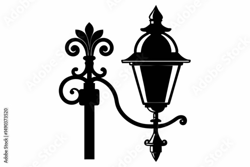 wall sconce silhouette line art vector illustration with a white background