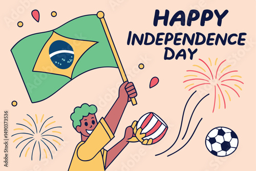 Happy brazilian independence day celebration fan