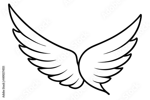 wing silhouette line art vector illustration with a white background