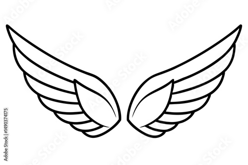 wing silhouette line art vector illustration with a white background