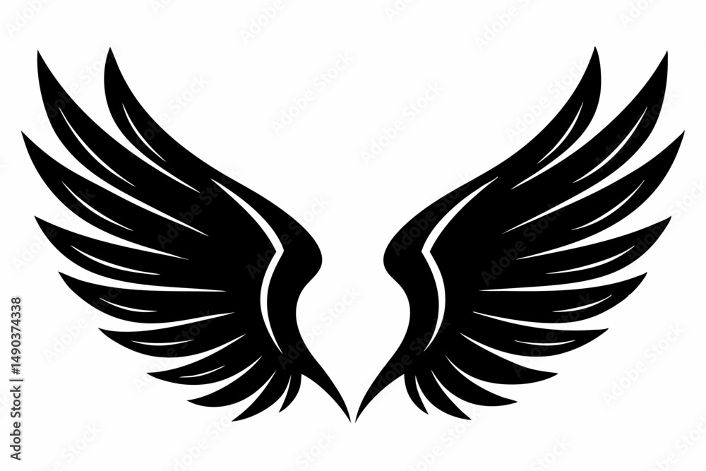 Fototapeta premium wing silhouette line art vector illustration with a white background