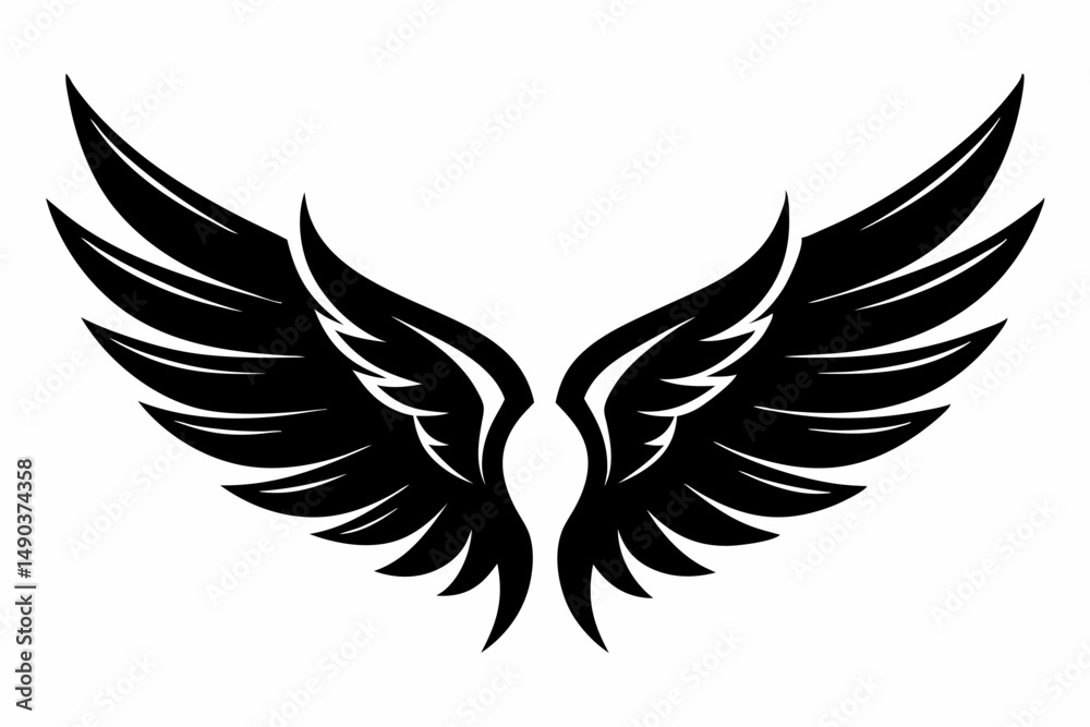 wing silhouette line art vector illustration with a white background wing silhouette line art vector illustration with a white background