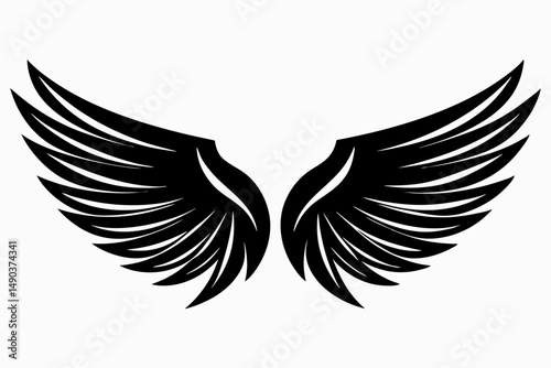 wing silhouette line art vector illustration with a white background