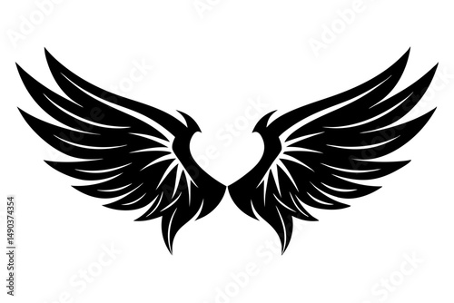wing silhouette line art vector illustration with a white background