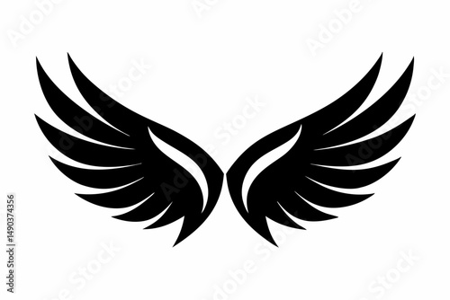wing silhouette line art vector illustration with a white background