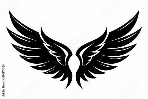wing silhouette line art vector illustration with a white background