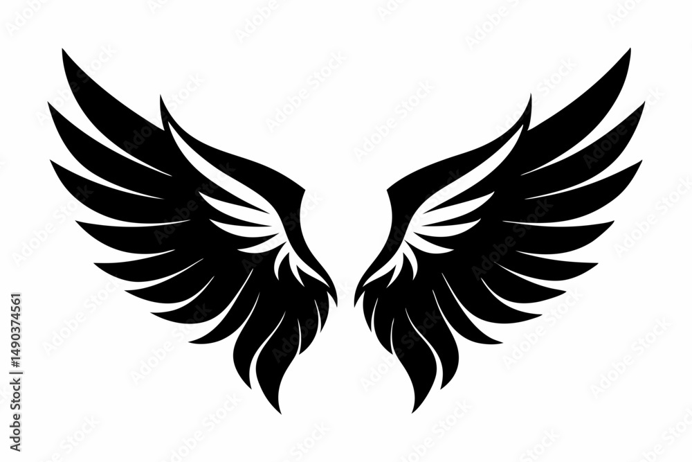 wing silhouette line art vector illustration with a white background wing silhouette line art vector illustration with a white background