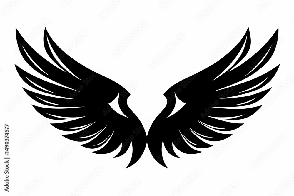 wing silhouette line art vector illustration with a white background wing silhouette line art vector illustration with a white background