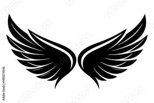 wing silhouette line art vector illustration with a white background