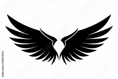 wing silhouette line art vector illustration with a white background