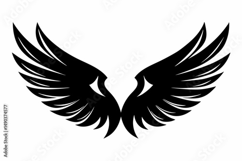 wing silhouette line art vector illustration with a white background
