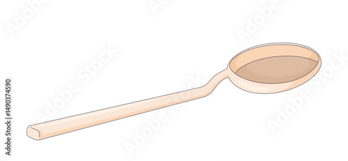 Cooking spoon tablespoon 2D cartoon object. Kitchenware utensil. Food preparation. Tableware dishware. Culinary and kitchen tool isolated element flat vector clip art on white. Spot illustration