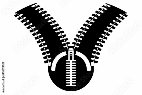 zipper silhouette line art vector illustration with a white background