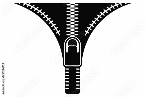 zipper silhouette line art vector illustration with a white background