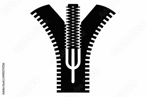 zipper silhouette line art vector illustration with a white background