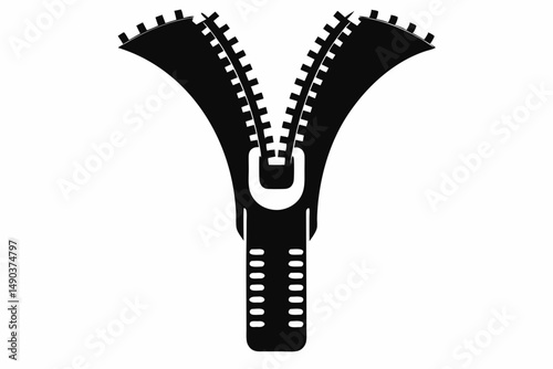 zipper silhouette line art vector illustration with a white background