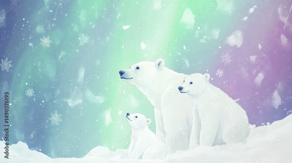 Fototapeta premium Polar bears in winter wonderland