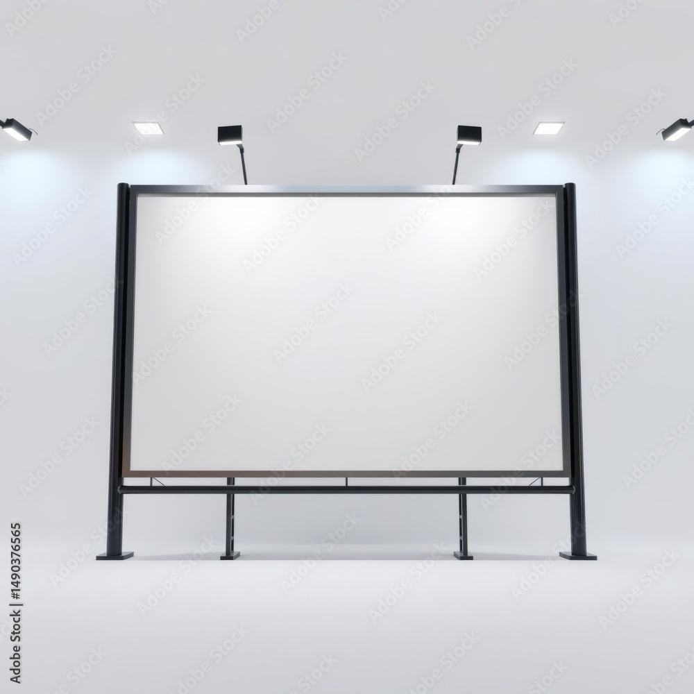 Naklejka premium Large blank billboard with lighting ready for advertisement isolated white background transparent background billboard blank mockup display empty poster advertising