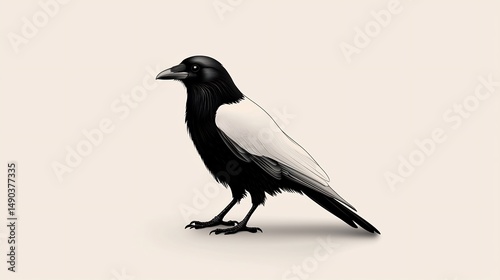 Detailed illustration of a crow photo
