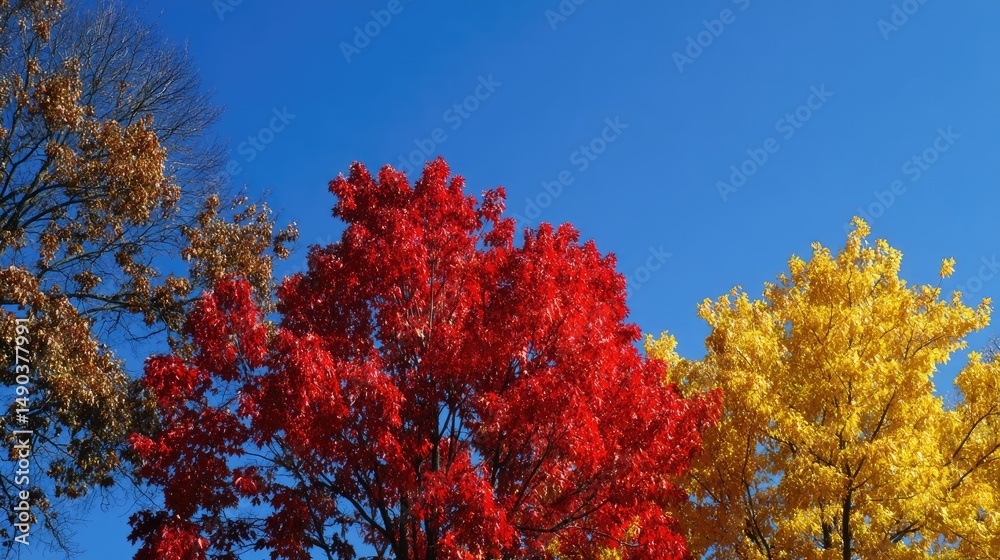 Fototapeta premium Vibrant Autumn Trees Displaying Brilliant Fall Colors