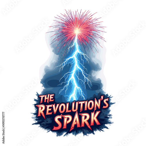 The revolutions spark,  lightning bolt and fireworks design element
