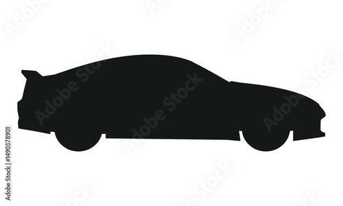 black silhouette of a car vector on white background