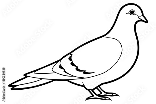 dove silhouette line art vector illustration with a white background