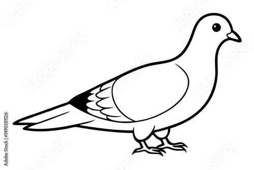 dove silhouette line art vector illustration with a white background