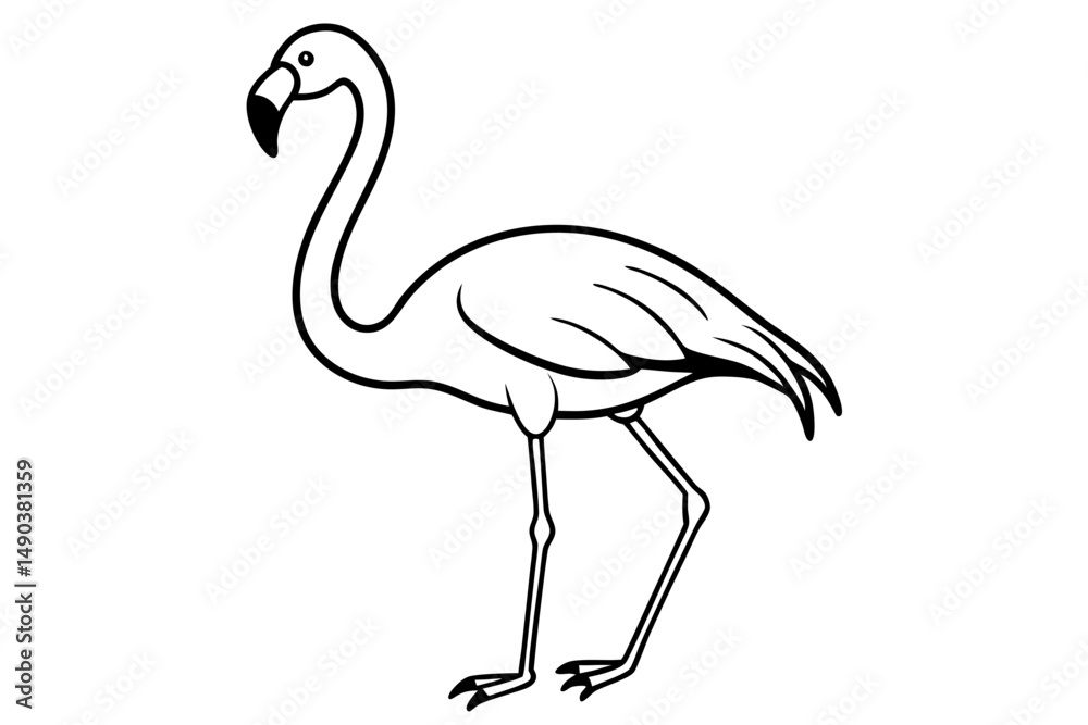 Obraz premium flamingo silhouette line art vector illustration with a white background
