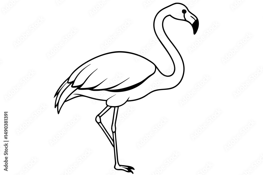 Obraz premium flamingo silhouette line art vector illustration with a white background