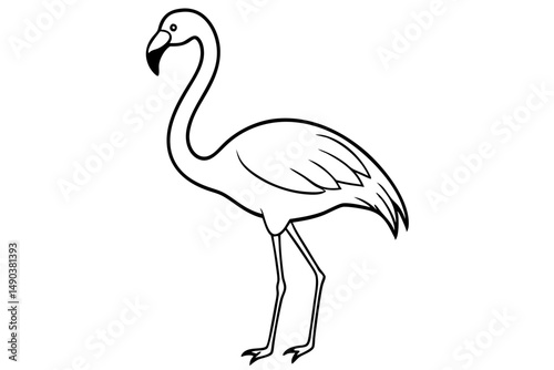 flamingo silhouette line art vector illustration with a white background