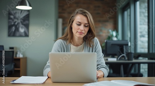 woman working on laptop