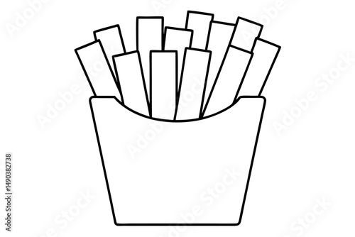 french fries silhouette line art vector illustration with a white background