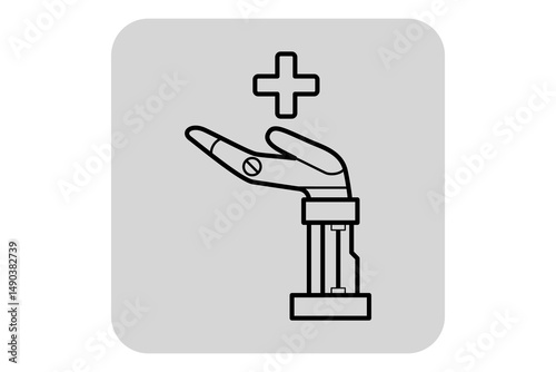 Creative representation of alternative medicine featuring robotic hand offering assistance. Concept of modern approach to health and healing practices